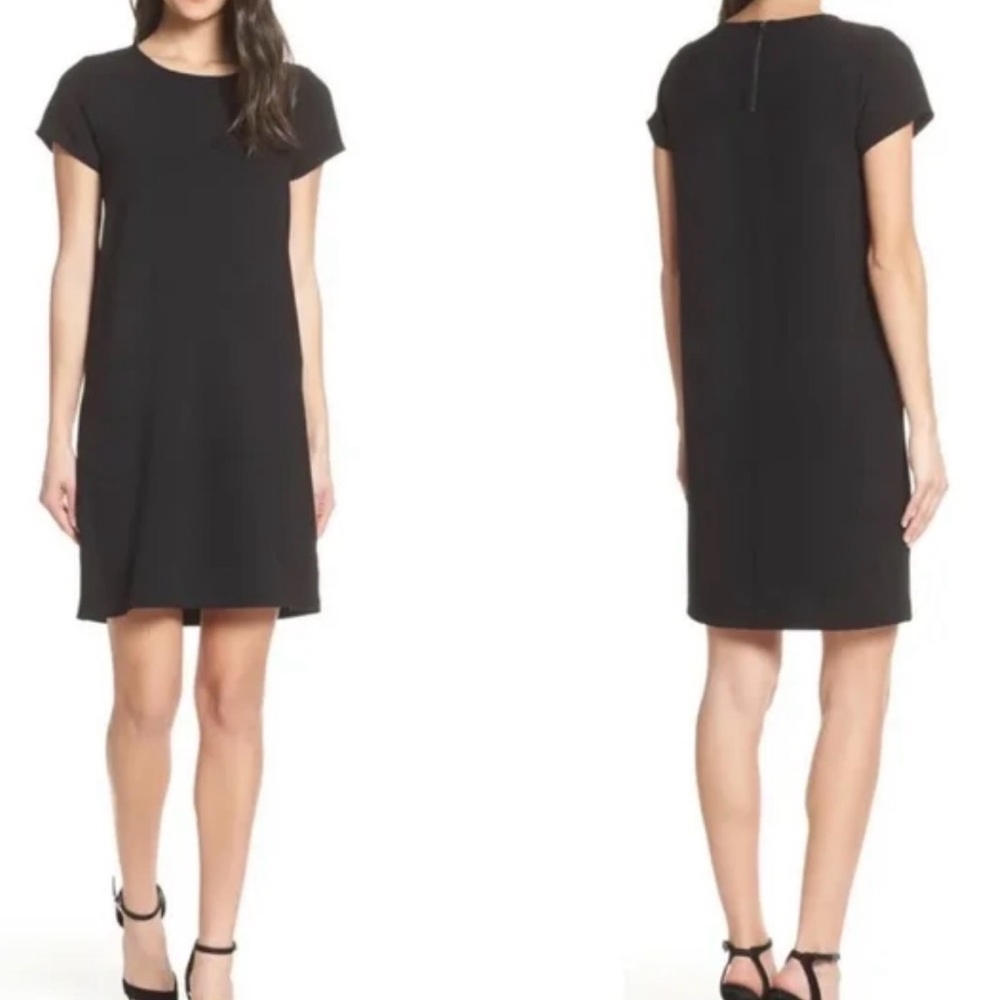 Chelsea 28 Elegant Black Crepe Shift Dress
